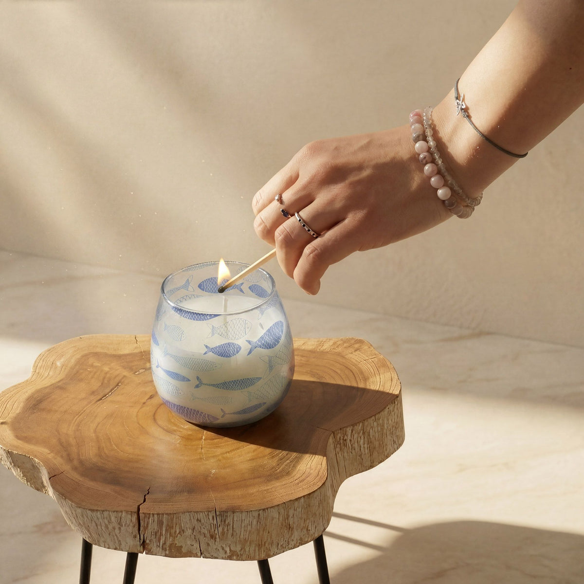 Seabreeze Coastal Glass Candle – Small