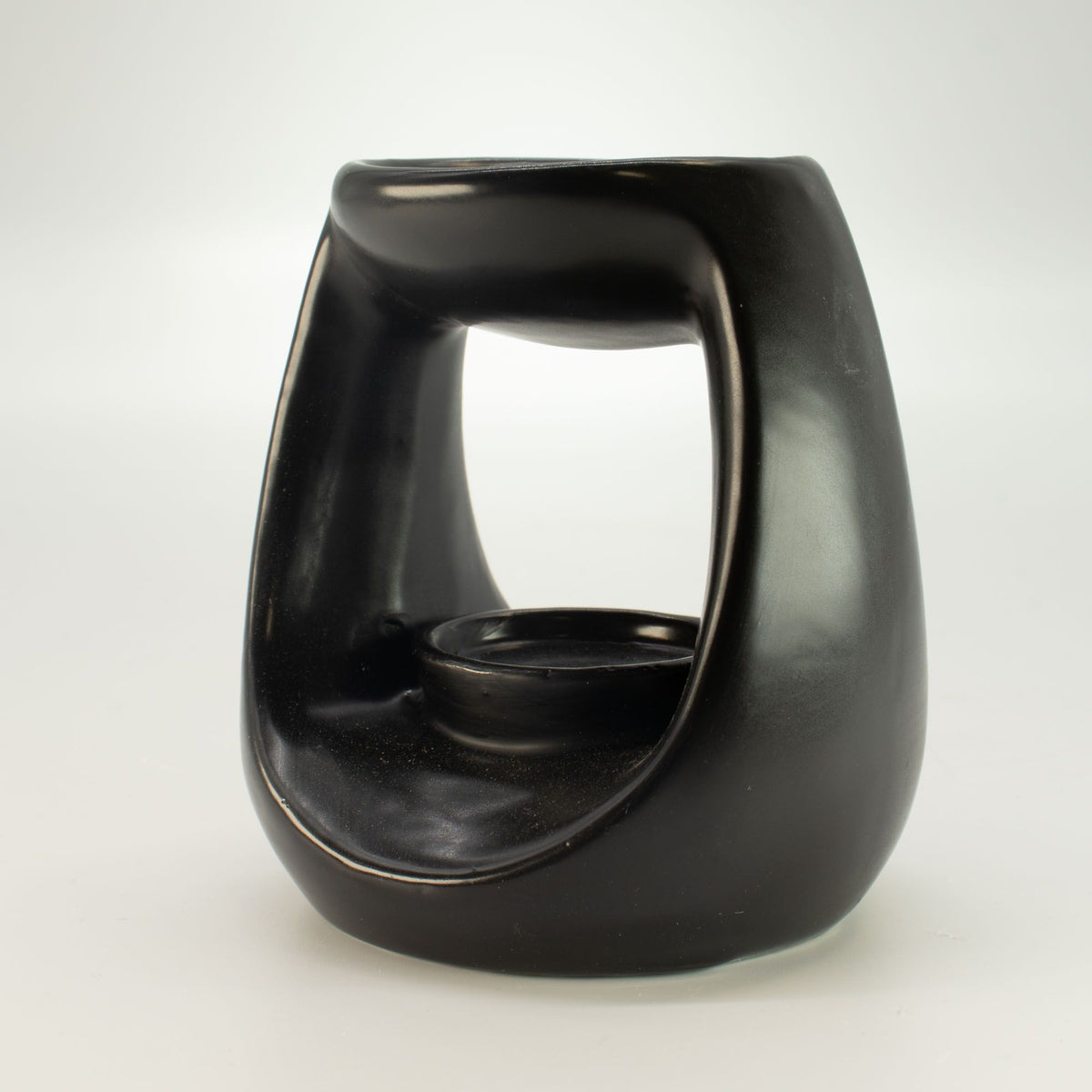 Large Oval Pebble Ceramic Oil Burner – Matt Black – alternative view 3