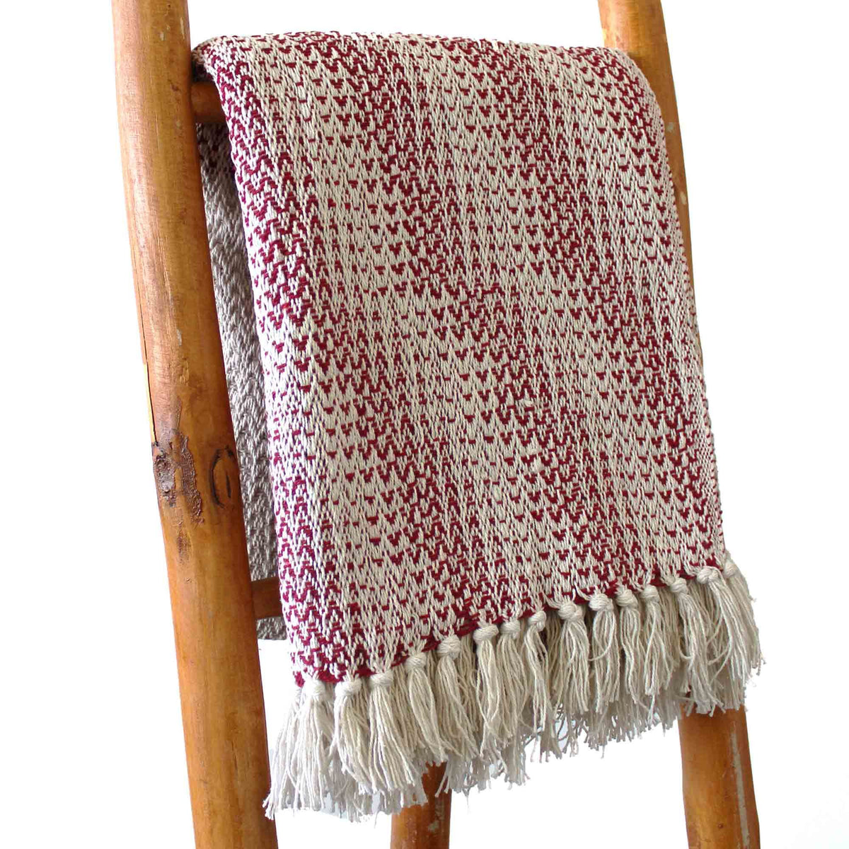 Cotton Tassel Throw, Ruby Red