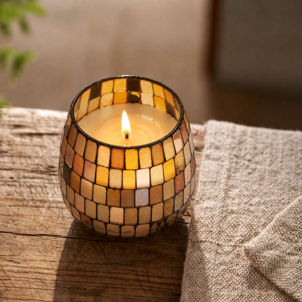 Amber Mosaic Glass Candle – Small – alternative view 6