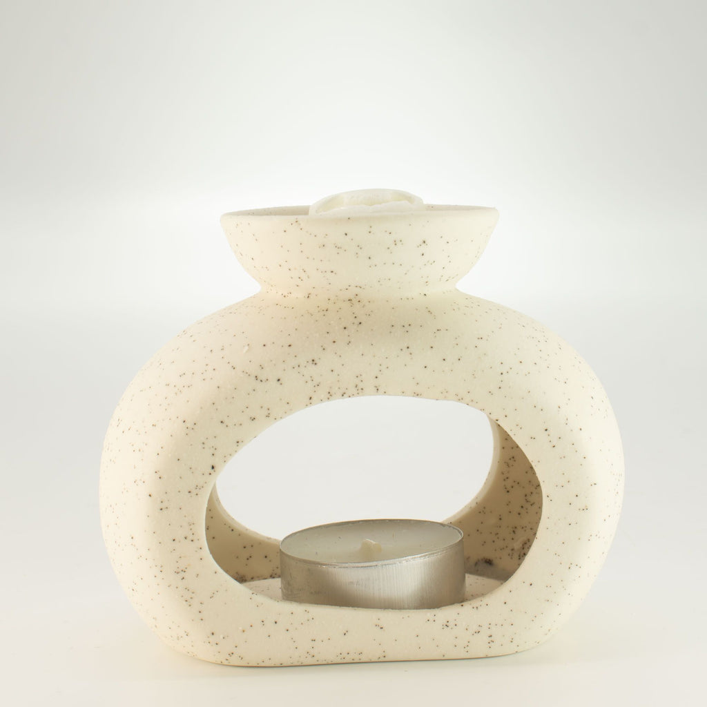 Oval Pebble Ceramic Oil Burner – Speckled Off-White – alternative view 3