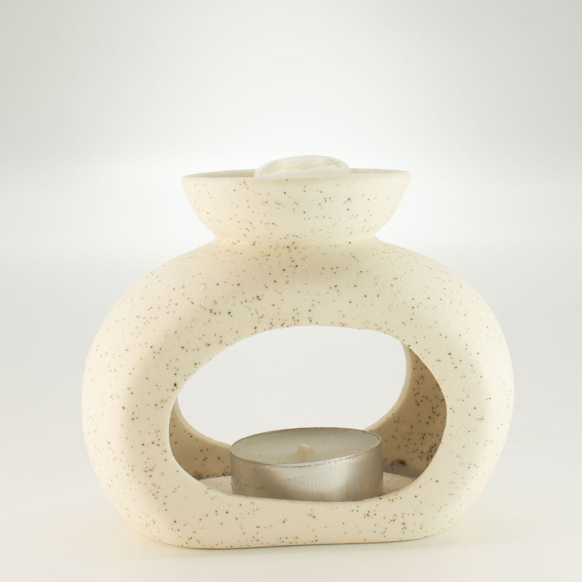 Oval Pebble Ceramic Oil Burner – Speckled Off-White – alternative view 3