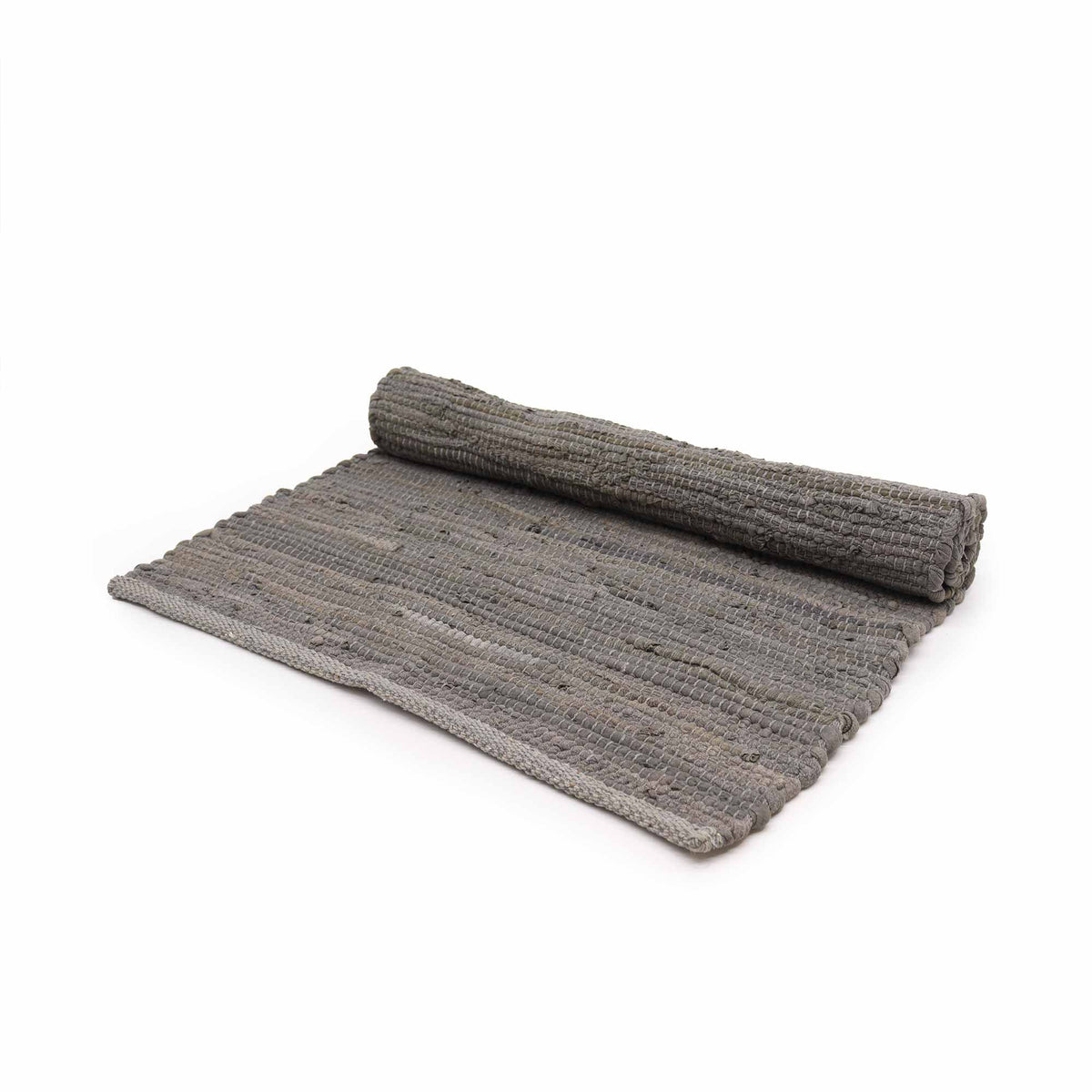 Flatweave Cotton Rug, Charcoal 50 x 90cm