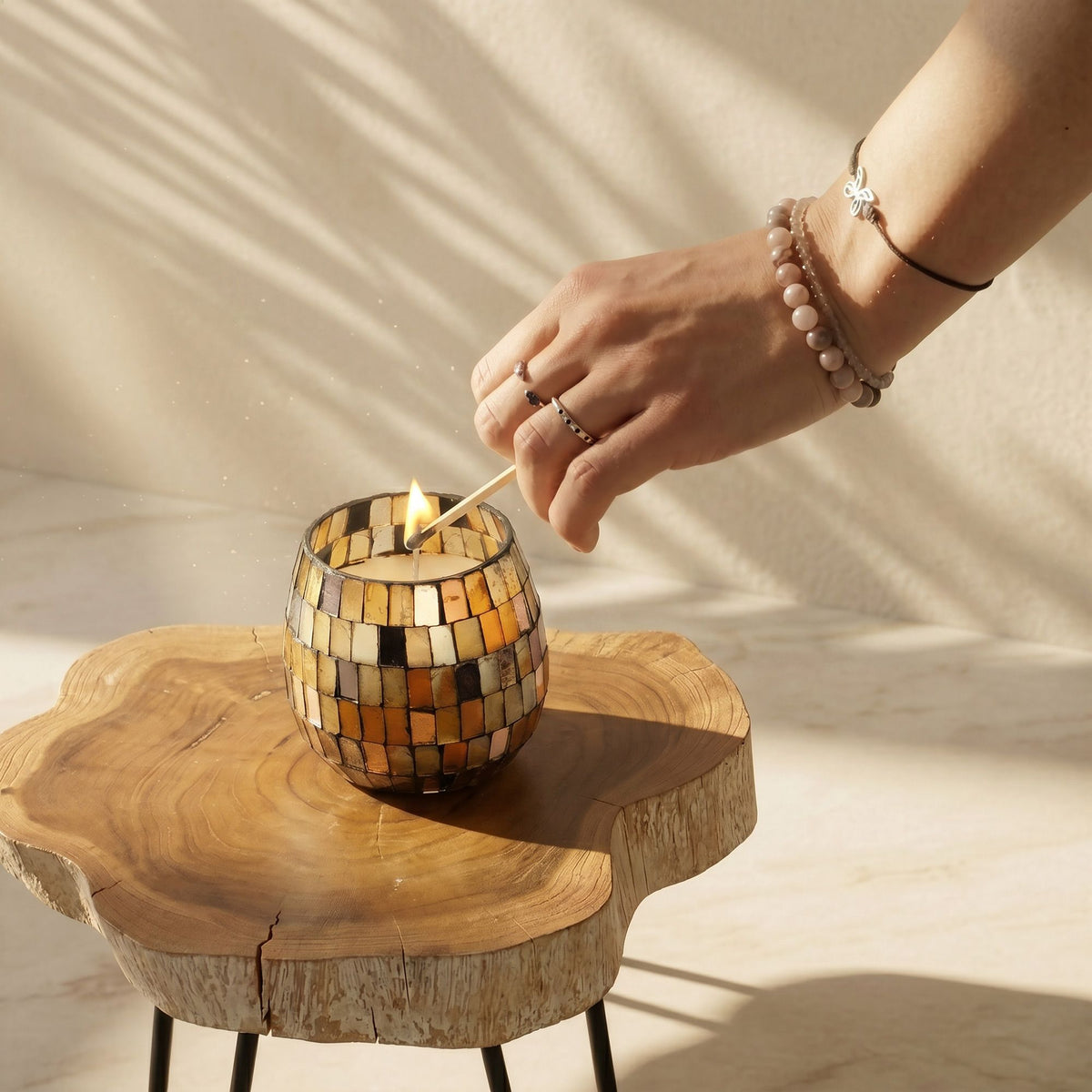 Amber Mosaic Glass Candle – Small – alternative view 7