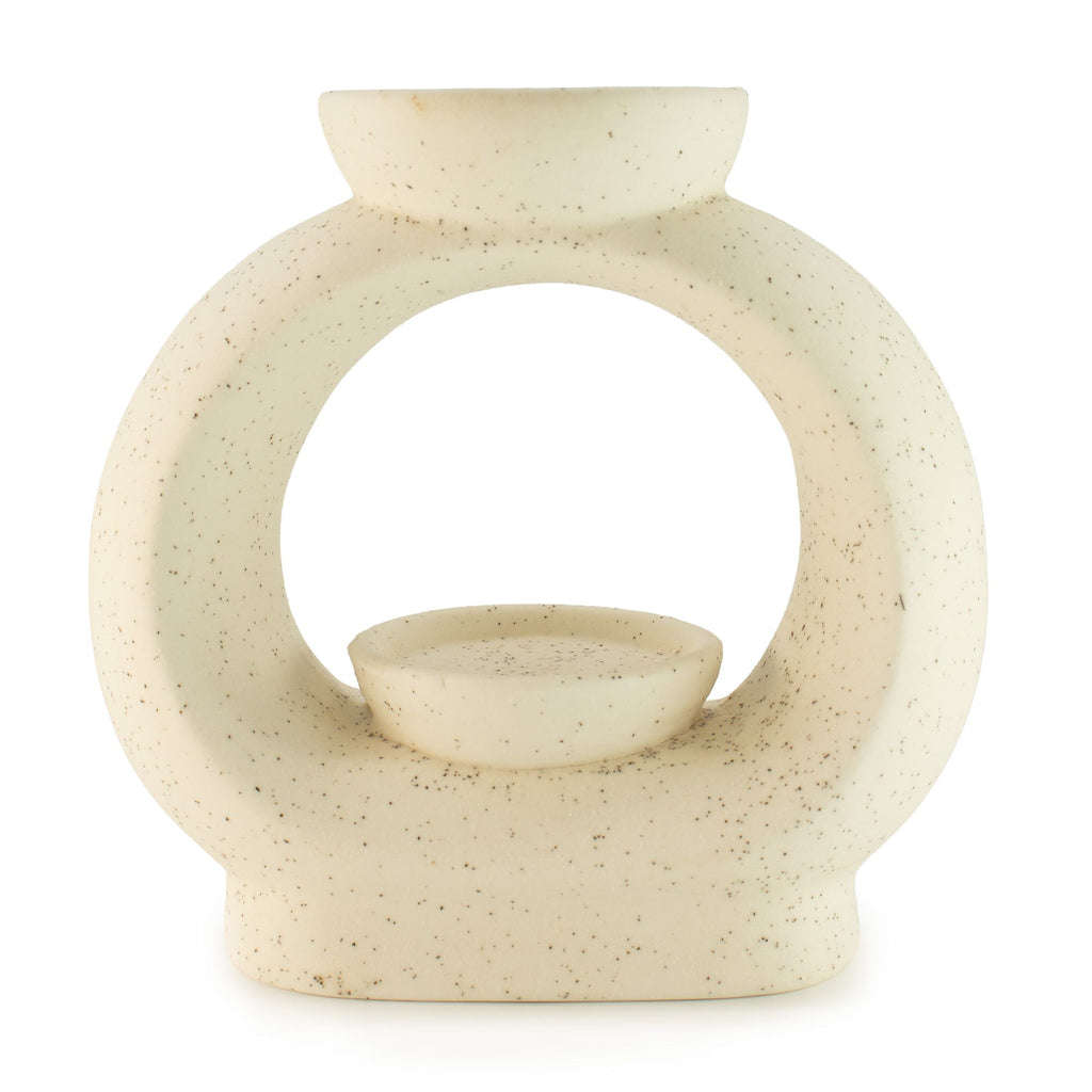 Large Oval Pebble Ceramic Oil Burner – Speckled Off-White