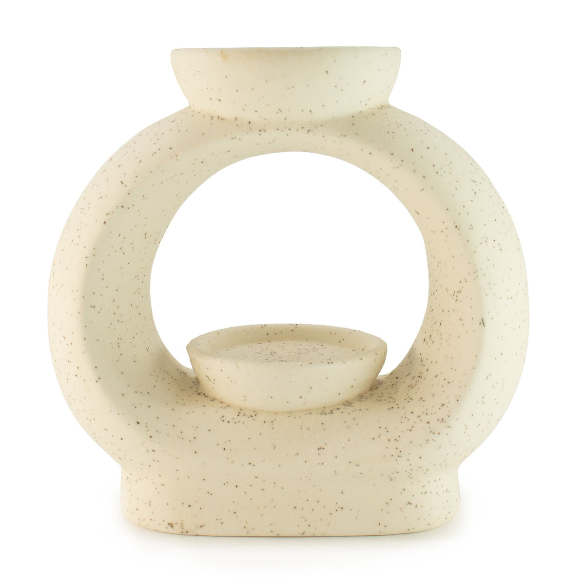 Large Oval Pebble Ceramic Oil Burner – Speckled Off-White