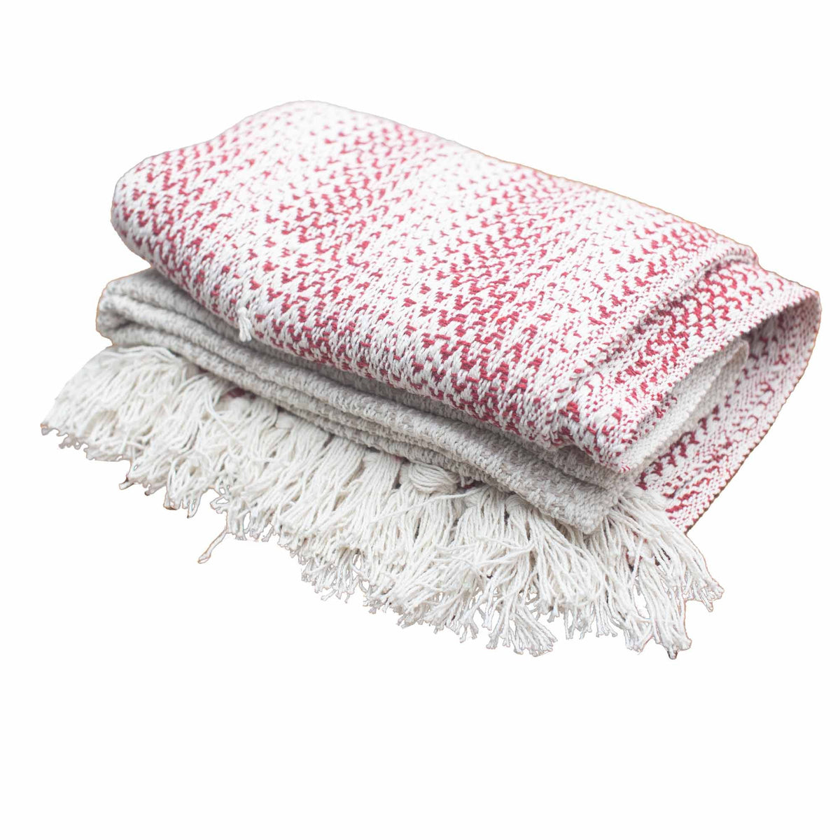 Cotton Tassel Throw, Ruby Red