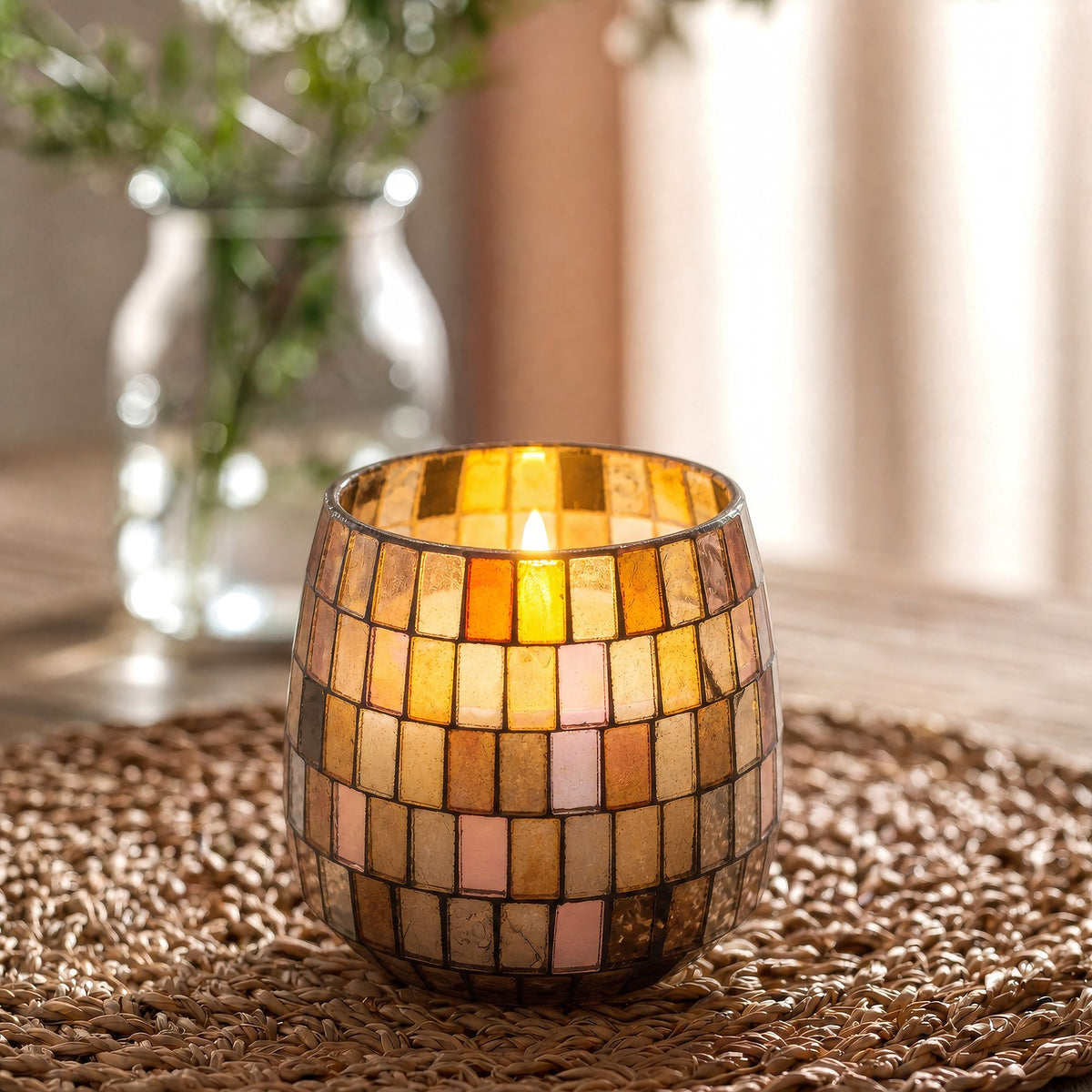 Amber Mosaic Glass Candle – Medium – alternative view 5