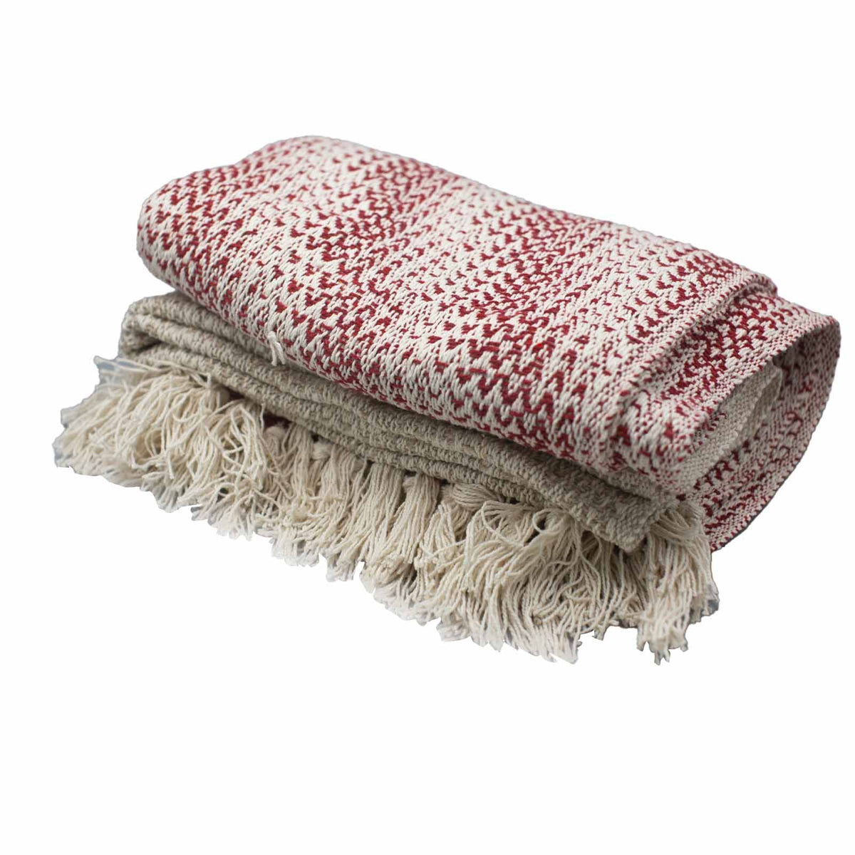 Cotton Tassel Throw, Ruby Red