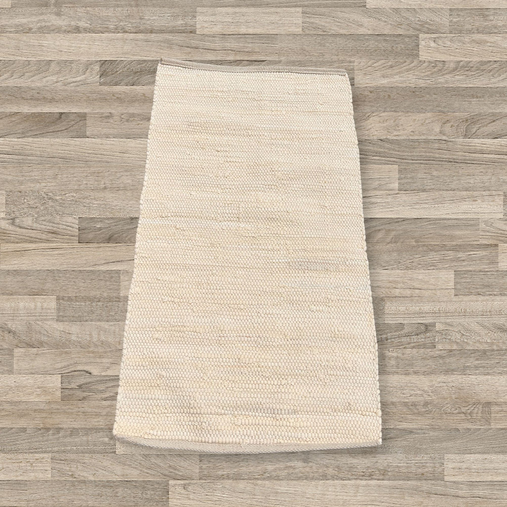 Flatweave Cotton Rug, Cream 50 x 90cm