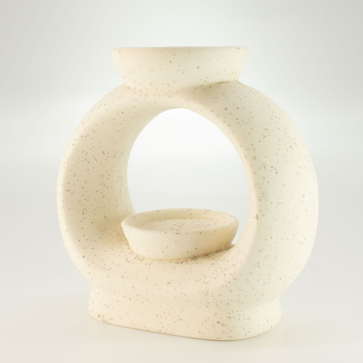 Large Oval Pebble Ceramic Oil Burner – Speckled Off-White – alternative view 4