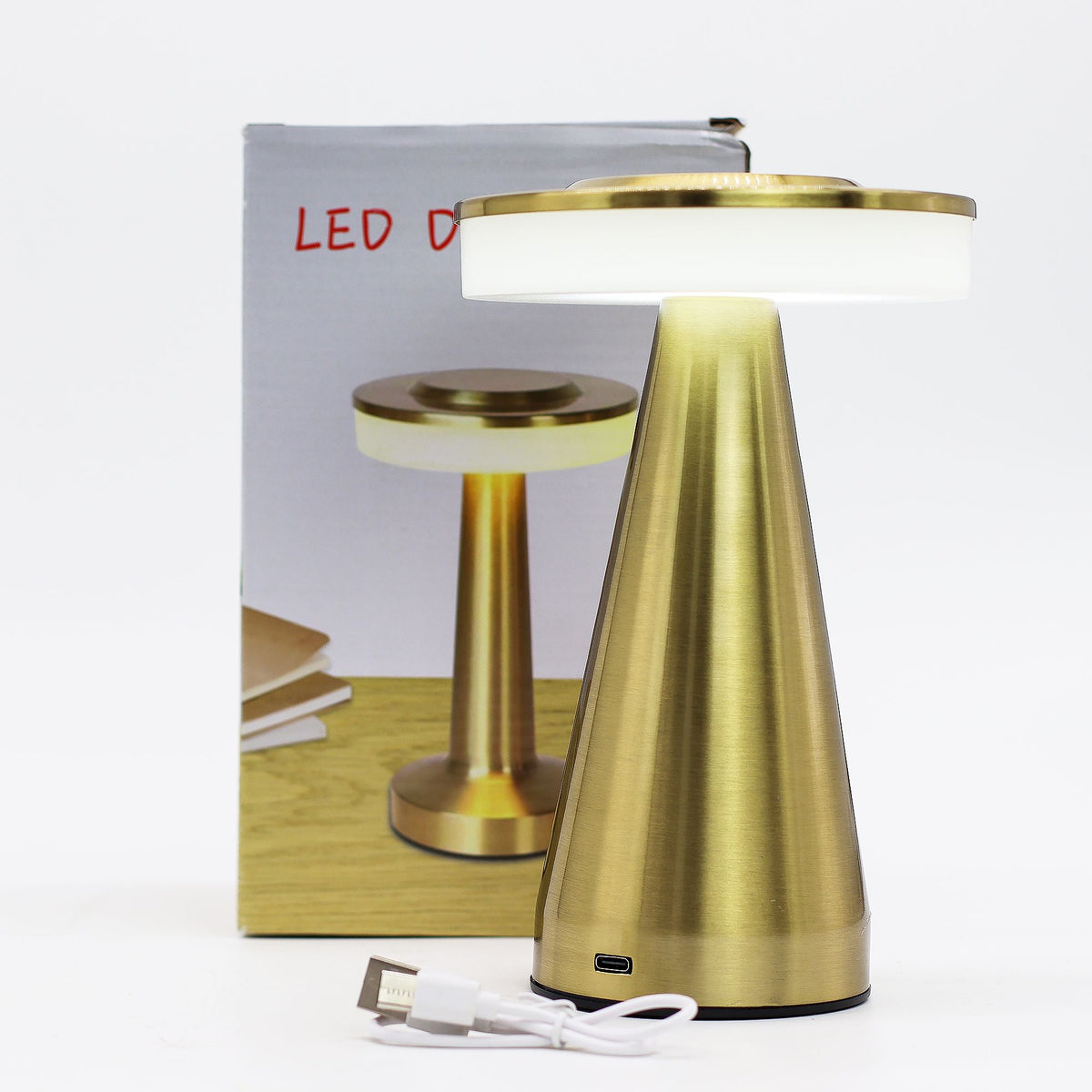 Cordless Stem Table Lamp, Brushed Gold