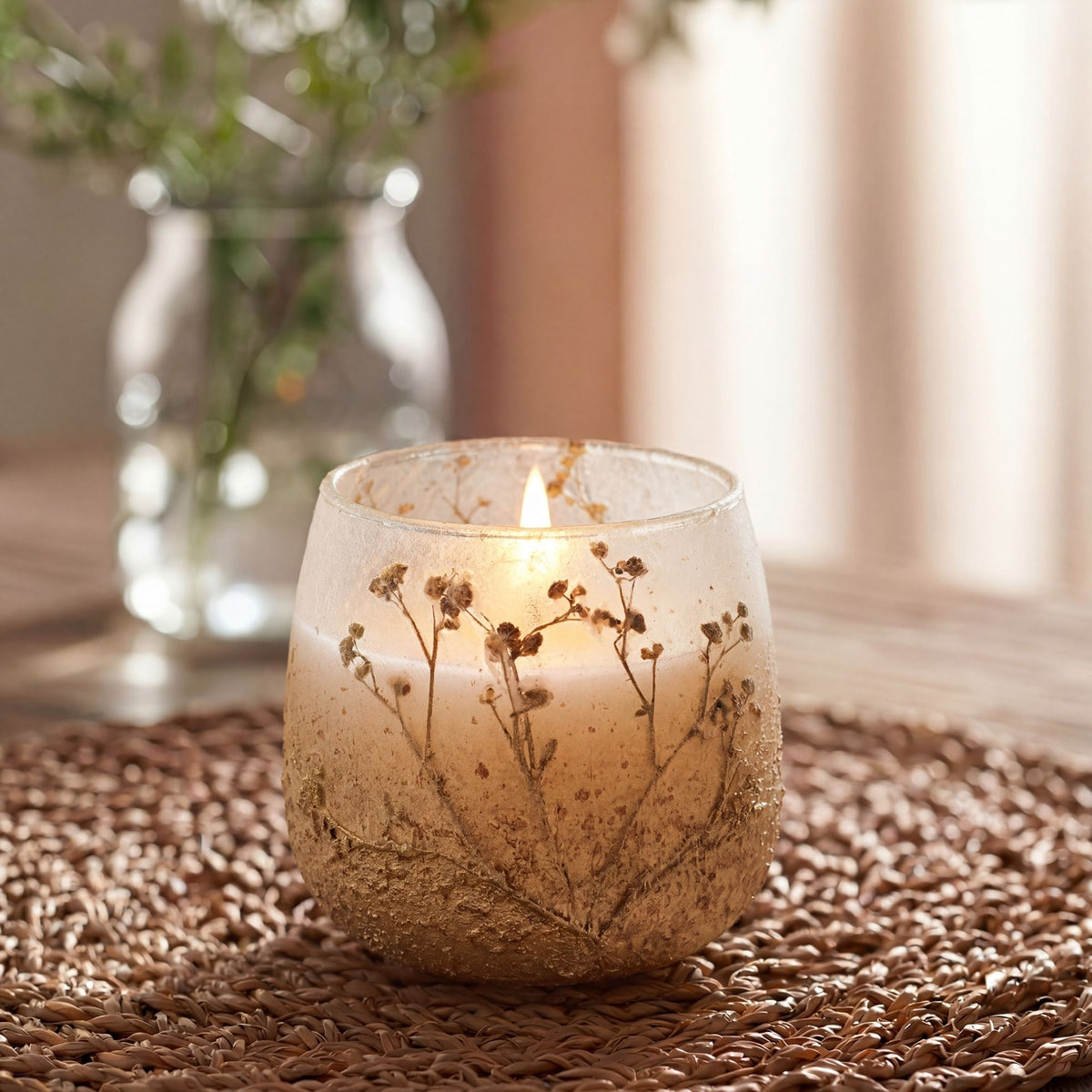 Wildlight Woods Pressed Flower Glass Candle – Medium