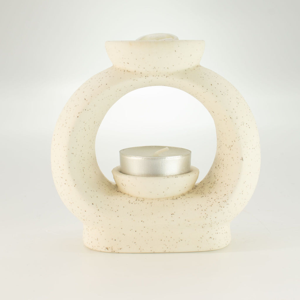 Large Oval Pebble Ceramic Oil Burner – Speckled Off-White – alternative view 3