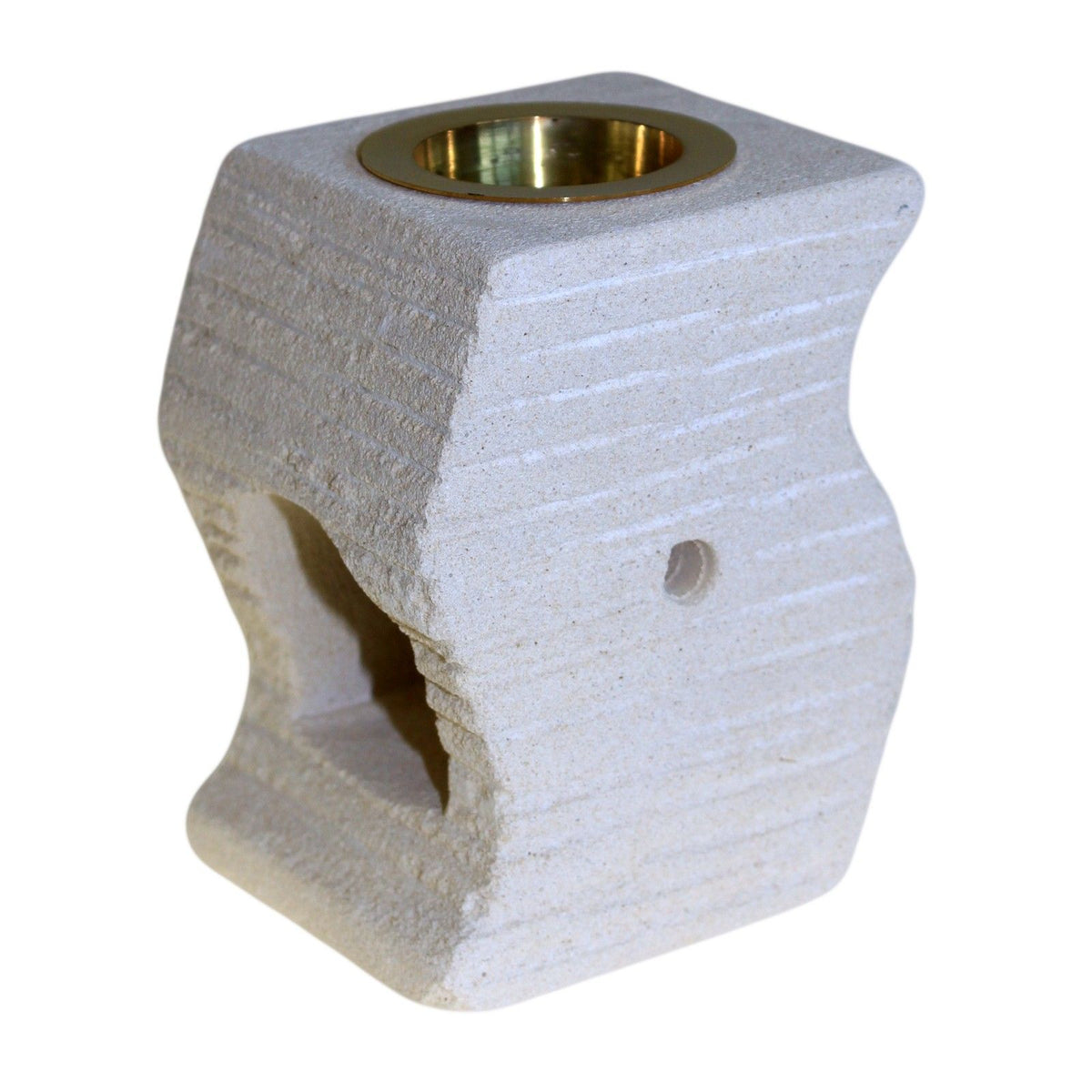 Carved Sandstone Oil Burner – Stepped Wave