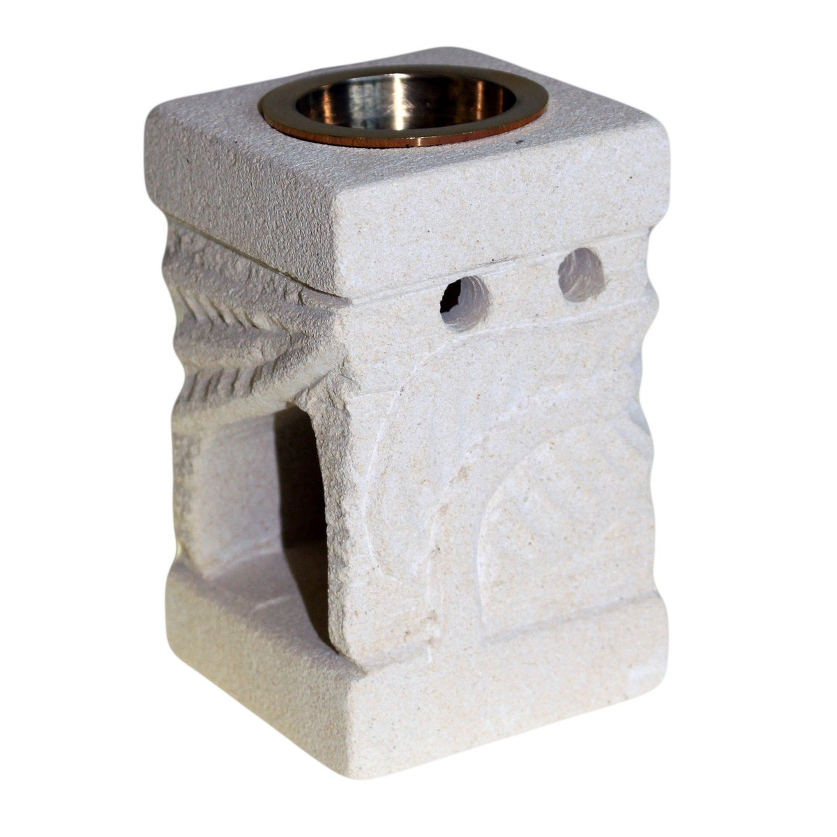 Carved Sandstone Oil Burner – Leaf