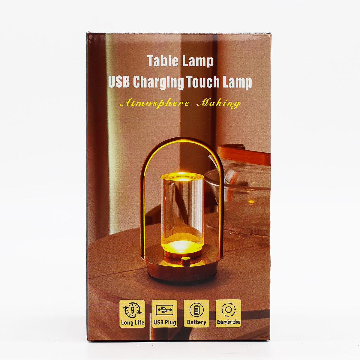 Cordless Glass Lantern Lamp, Antique Brass – alternative view 5