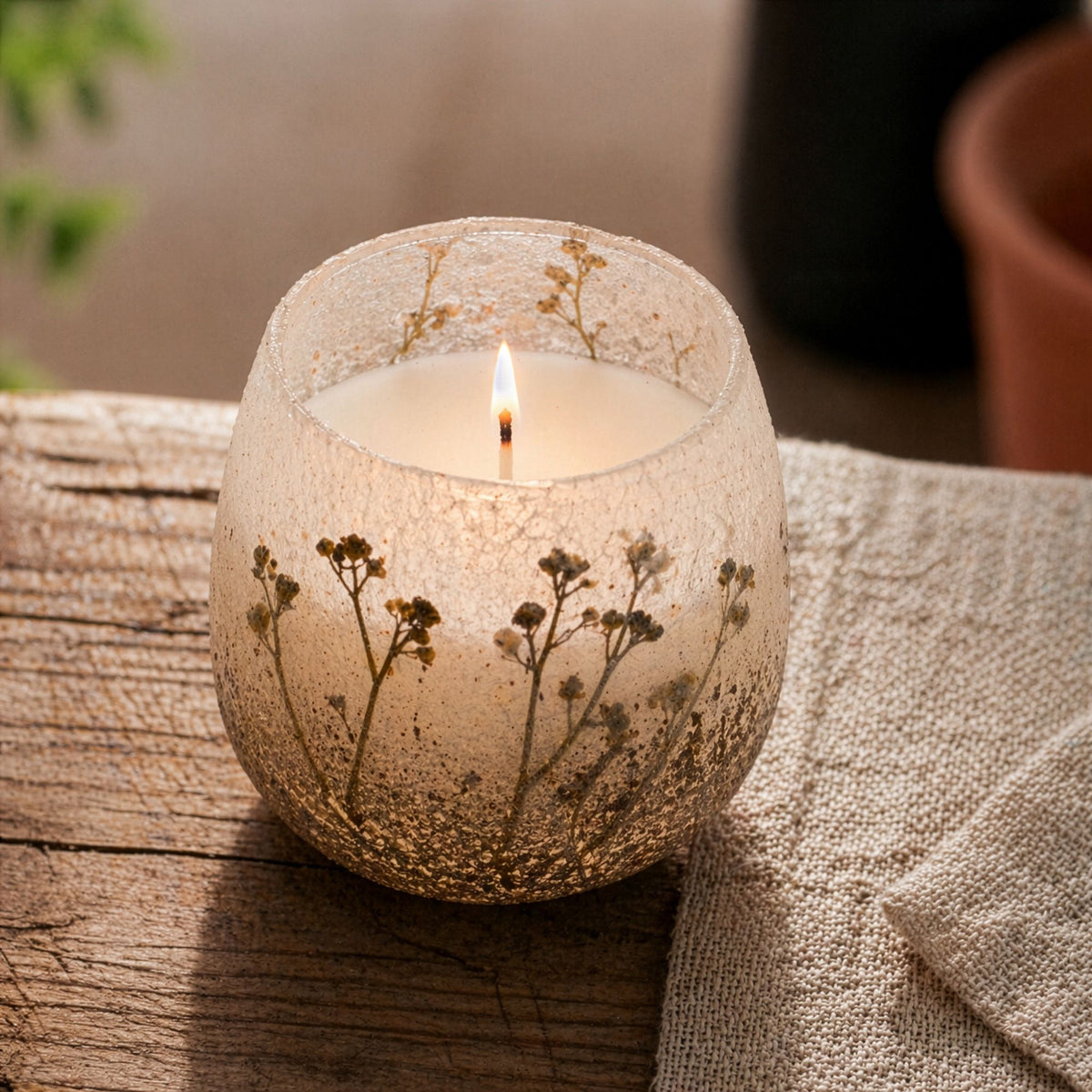 Wildlight Woods Pressed Flower Glass Candle – Medium – alternative view 5