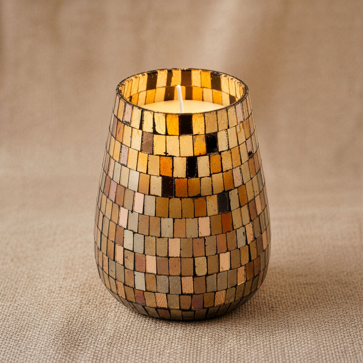 Amber Mosaic Glass Candle – Tall – alternative view 4