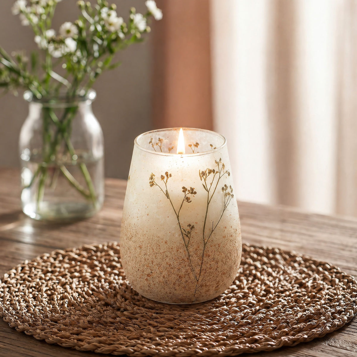 Wildlight Woods Pressed Flower Glass Candle – Tall – alternative view 3