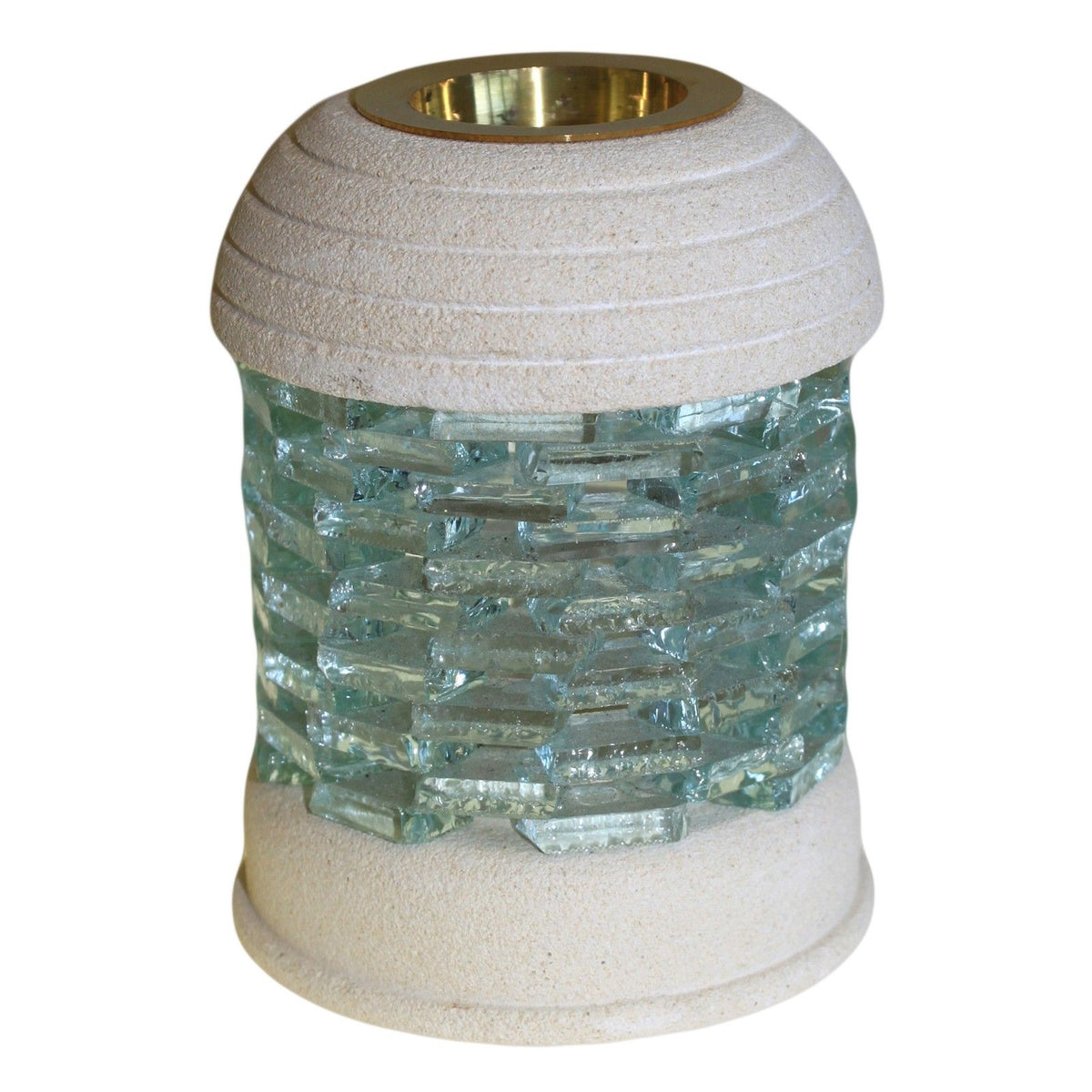 Sandstone & Glass Oil Burner – Round Brick