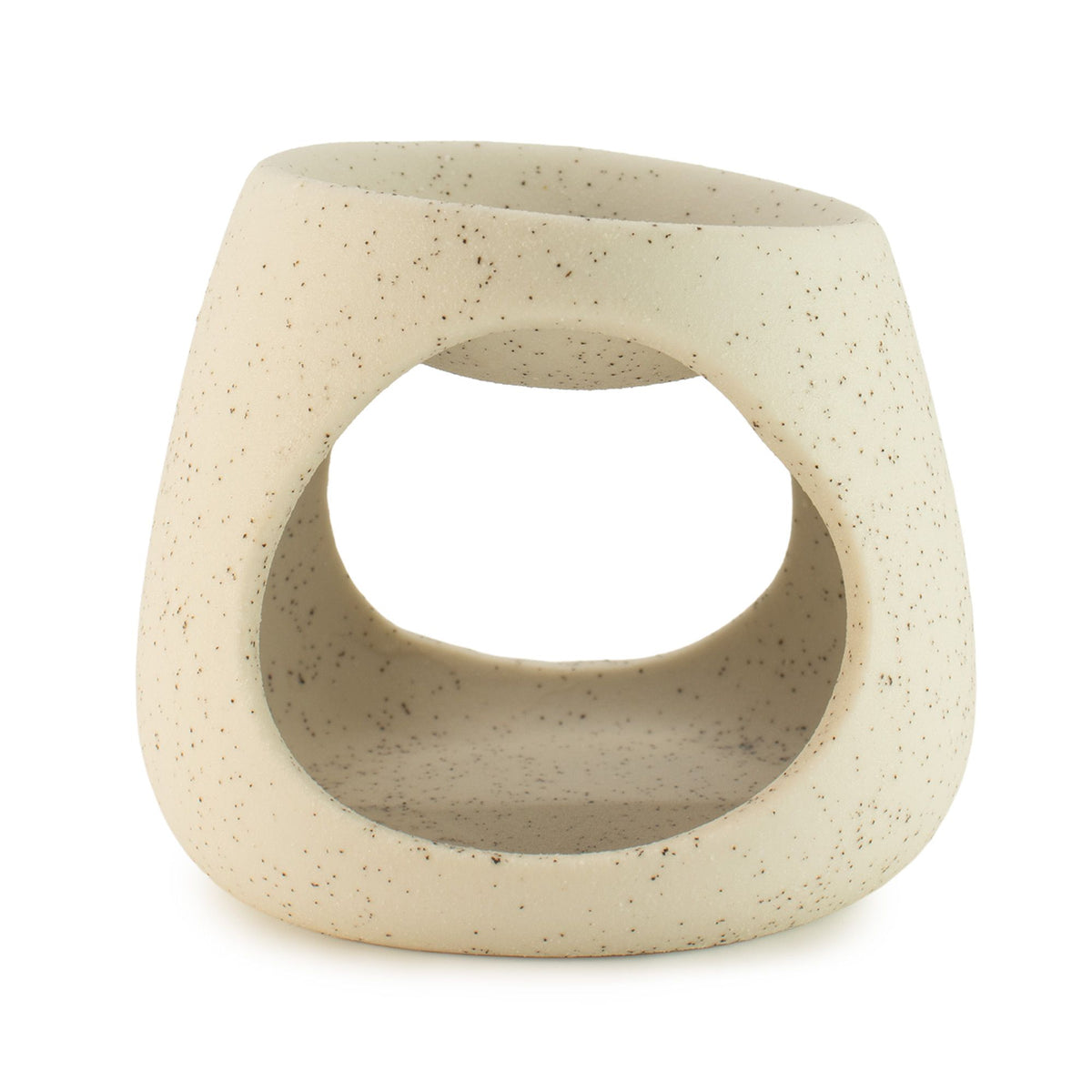 Round Pebble Ceramic Oil Burner – Speckled Off-White