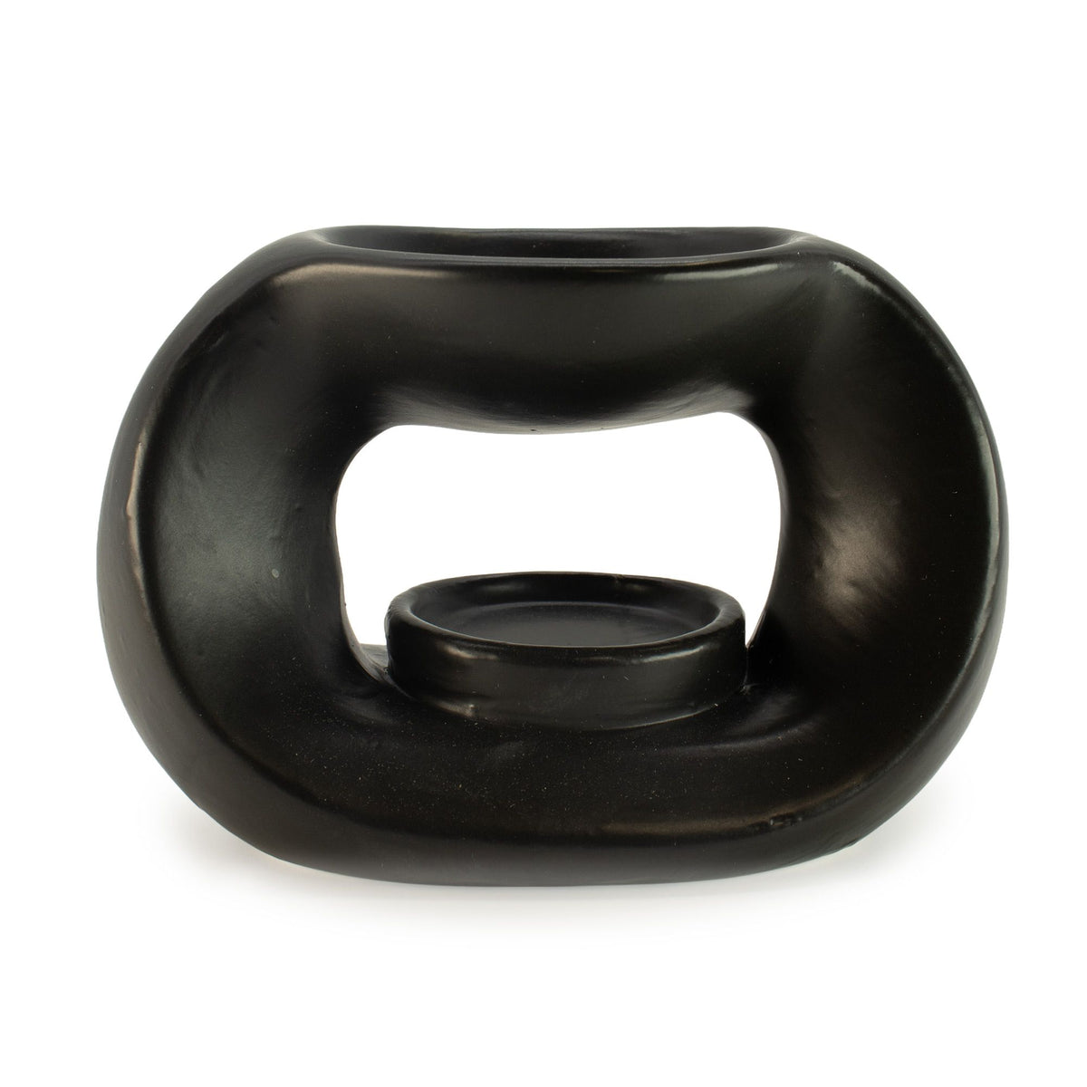 Oval Pebble Ceramic Oil Burner – Matt Black – alternative view 2