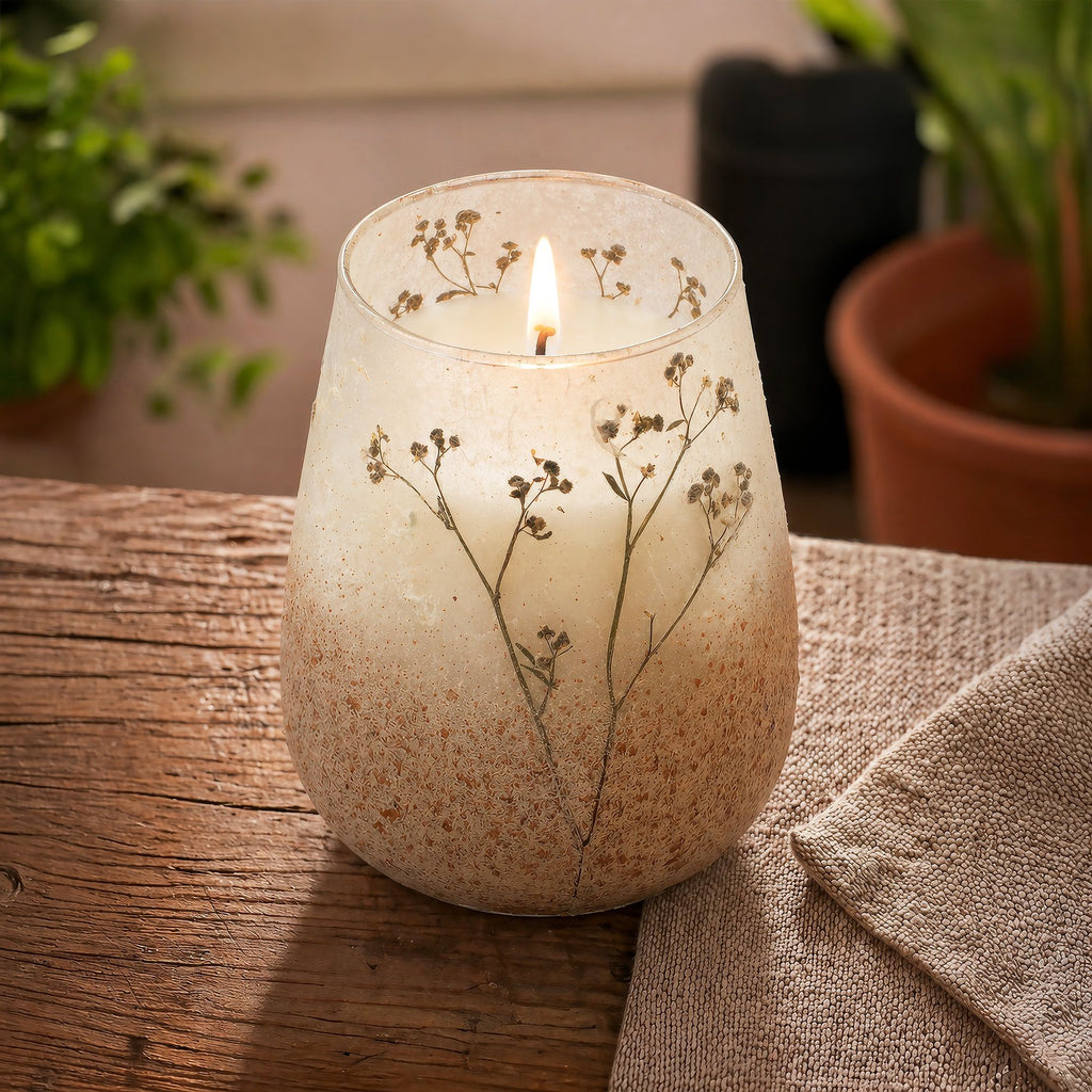 Wildlight Woods Pressed Flower Glass Candle – Tall – alternative view 5