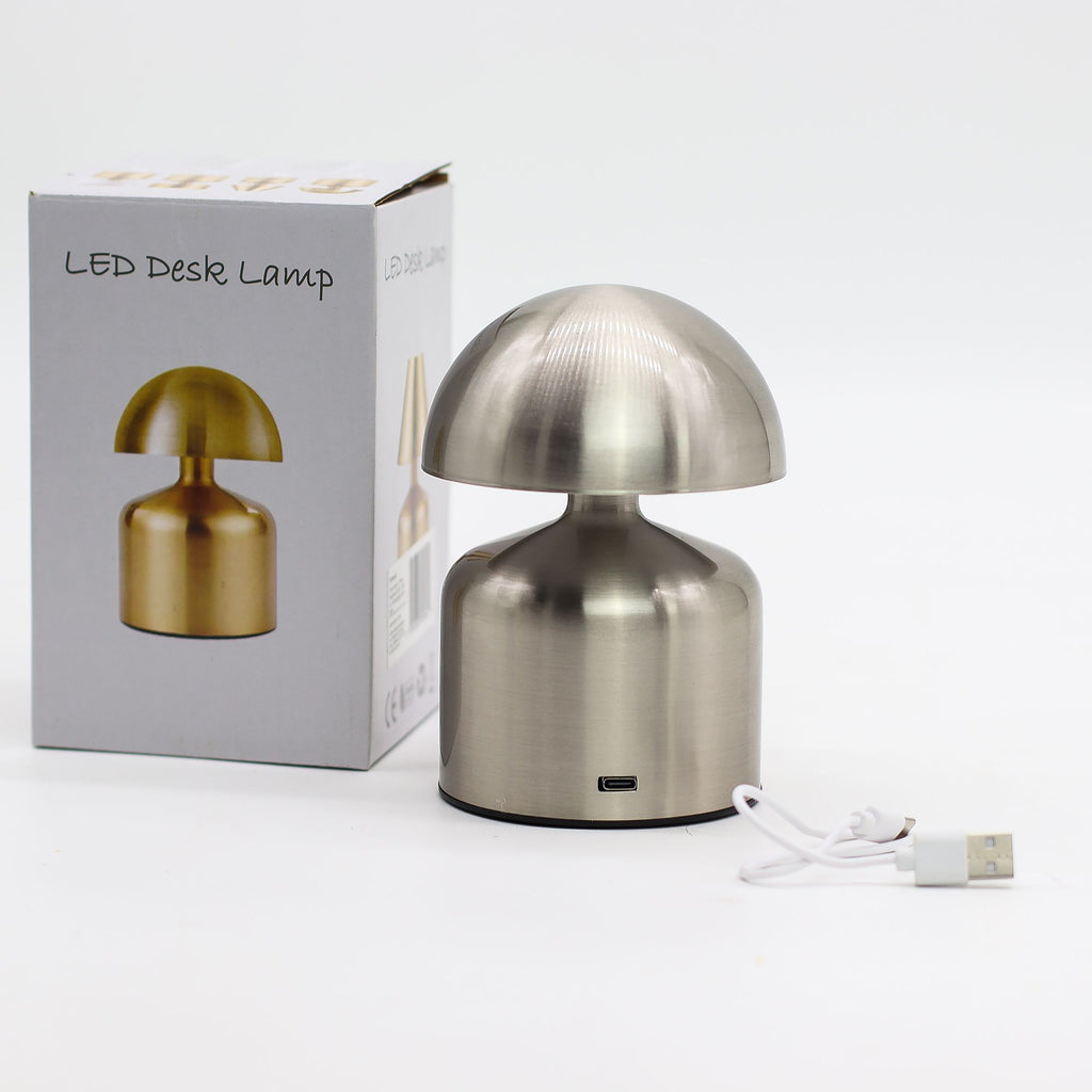 Cordless Dome Table Lamp, Brushed Silver
