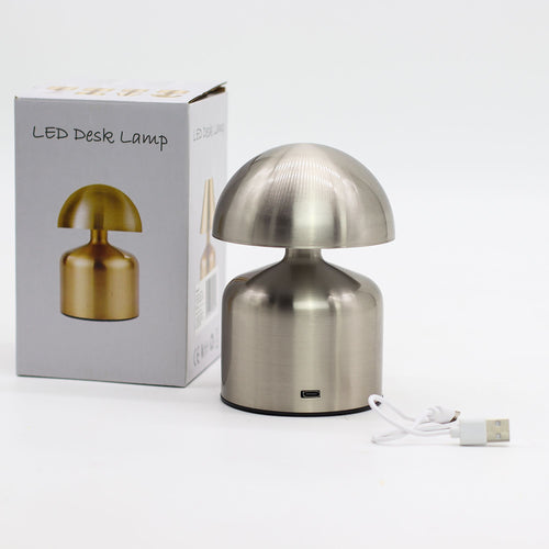 Cordless Dome Table Lamp, Brushed Silver