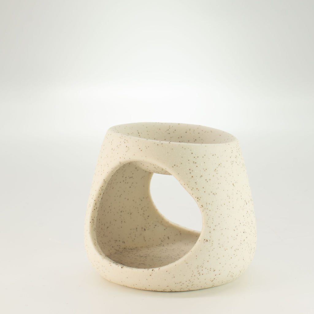 Round Pebble Ceramic Oil Burner – Speckled Off-White – alternative view 3