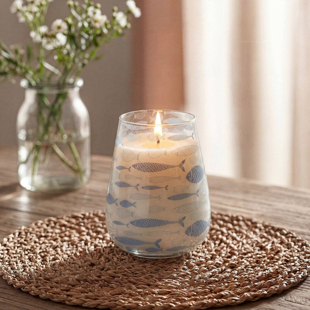 Seabreeze Coastal Glass Candle – Tall – alternative view 3