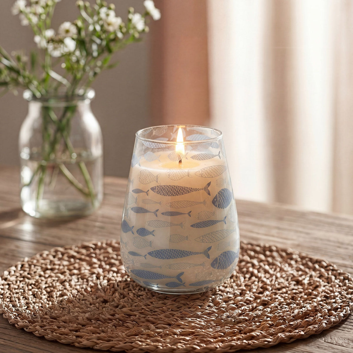 Seabreeze Coastal Glass Candle – Tall – alternative view 3