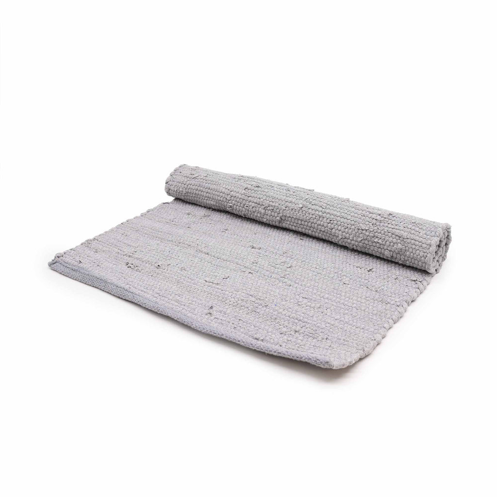 Flatweave Cotton Rug, Pale Grey 50 x 90cm