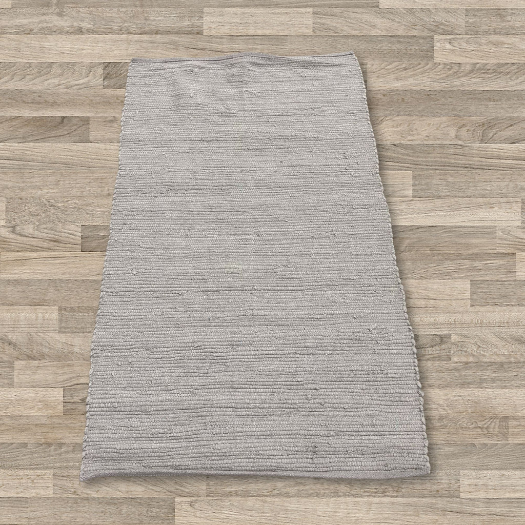 Flatweave Cotton Rug, Pale Grey 50 x 90cm