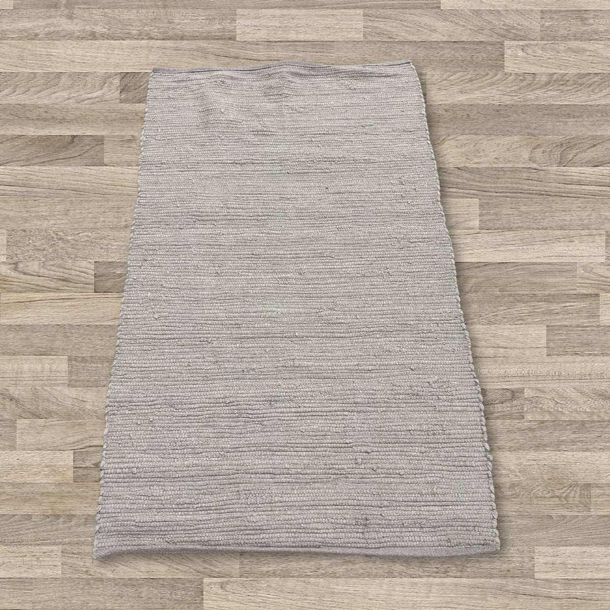 Flatweave Cotton Rug, Pale Grey 50 x 90cm
