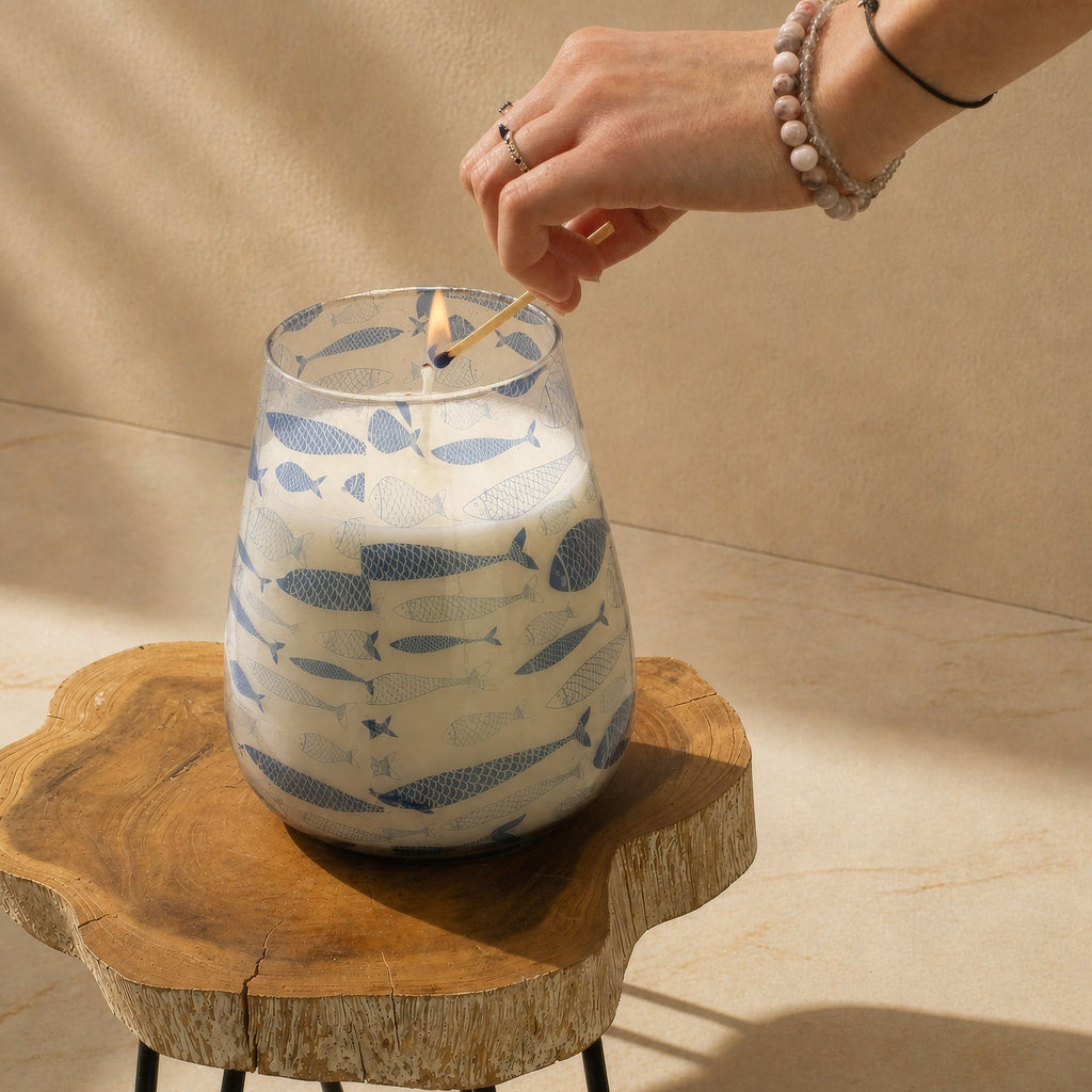 Seabreeze Coastal Glass Candle – Tall – alternative view 5