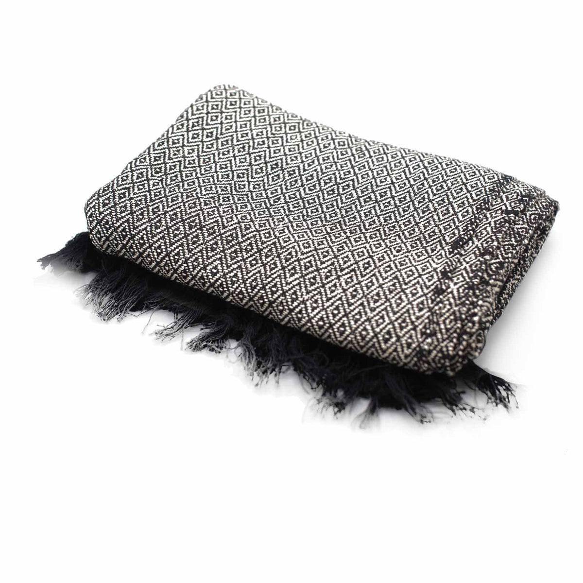 Cotton Tassel Throw, Charcoal Weave