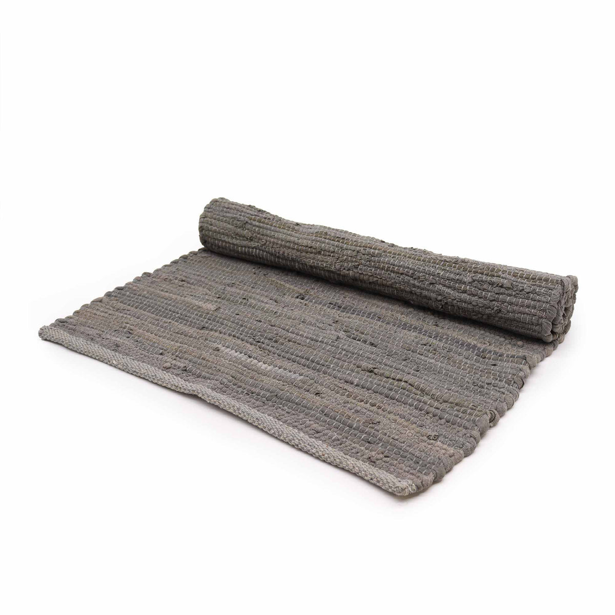 Flatweave Cotton Rug, Charcoal 90 x 150cm