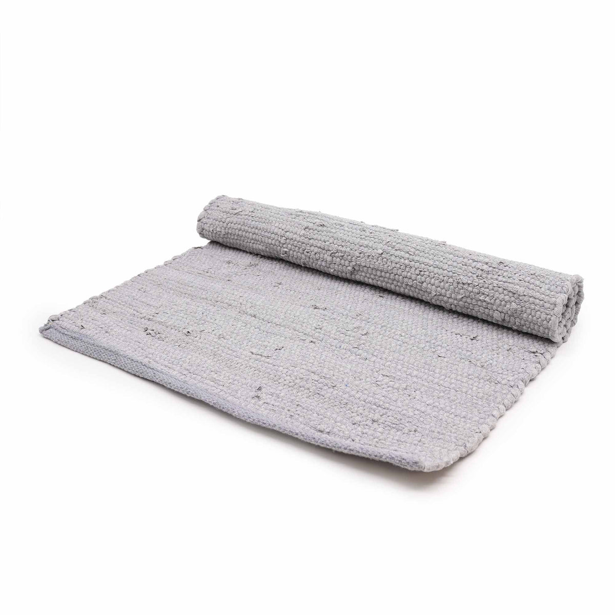 Flatweave Cotton Rug, Pale Grey 90 x 150cm