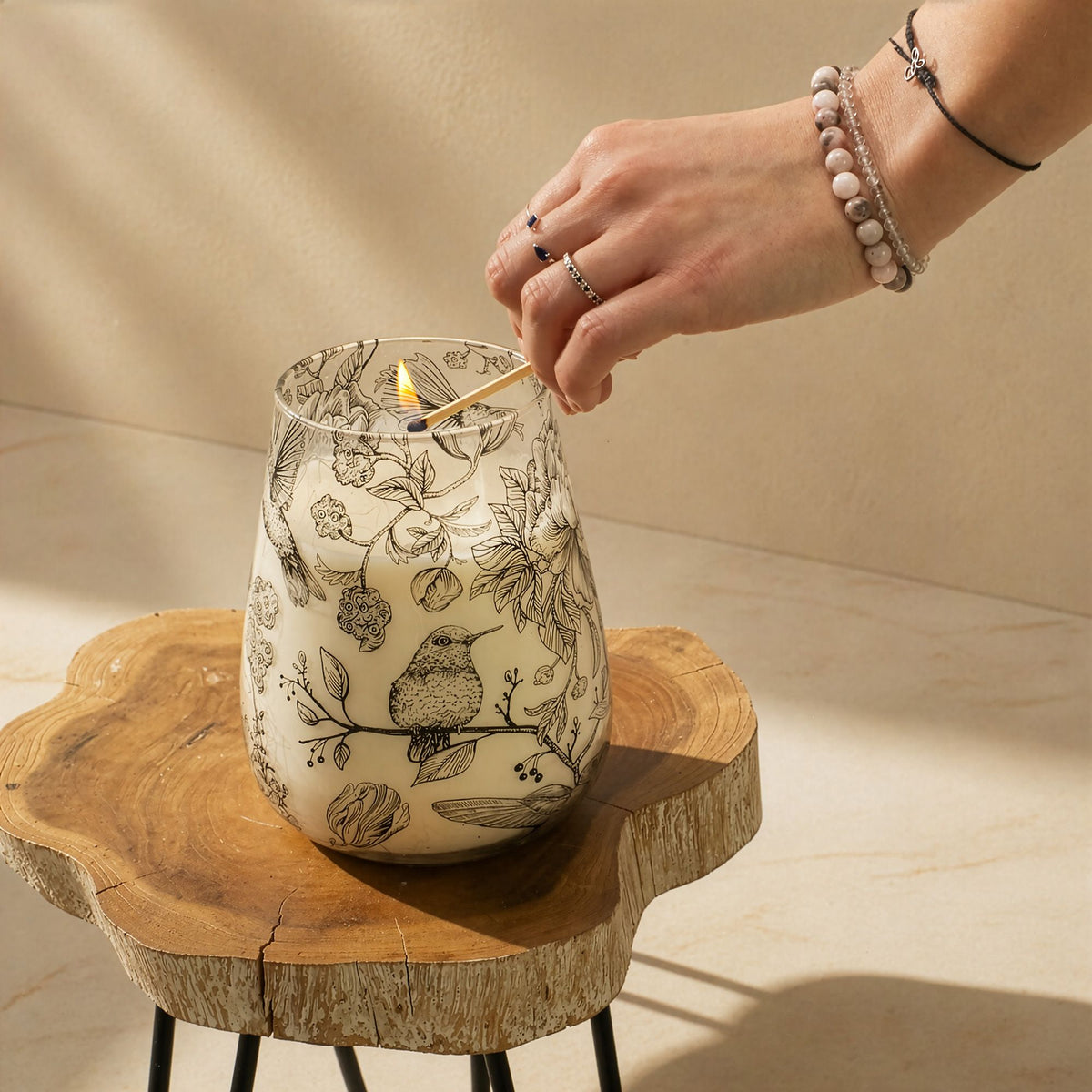 Drawn by Flame Illustrated Glass Candle – Tall – alternative view 5