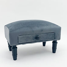 {
  "title": "Grey Velvet Footstool with Drawer",
  "description": ""
}