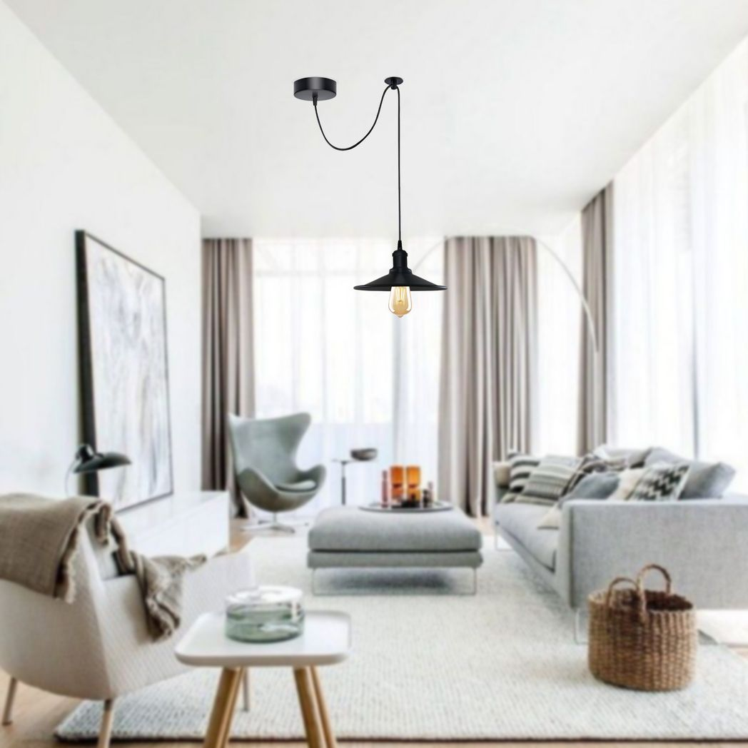“Black cone‑shade pendant light — vintage industrial design”