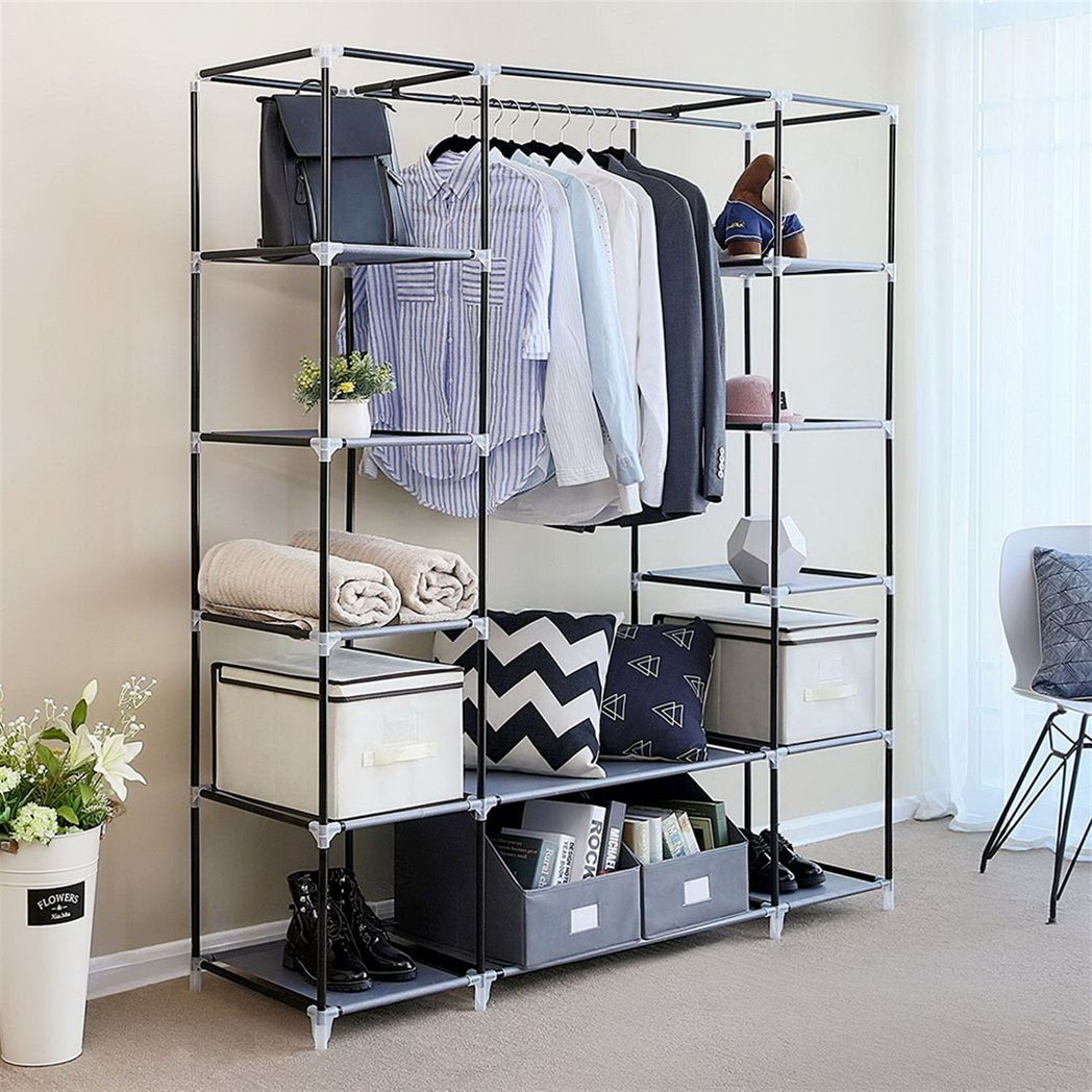 {
  "title": "Portable Clothes Closet Wardrobe Organizer (69) with Non-Woven Fabric, Black",
  "description": "Portable clothes closet wardrobe storage organizer with non-woven fabric in black. Quick and easy to assemble for extra storage."
}