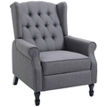 Light grey fabric recliner armchair with footrest.