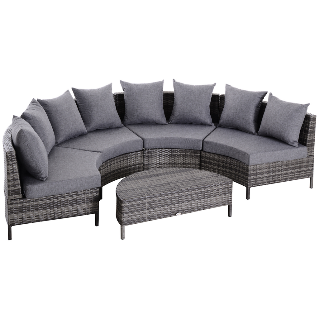 Half Moon Rattan 4-Seater Garden Set for Cosy Outdoor Lounging