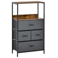 4‑drawer fabric storage chest with wooden top.