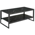 Two-Tier Laminate Marble Print Coffee Table Metal Frame Elegant Style