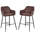 Set of two retro PU leather bar chairs with footrest.