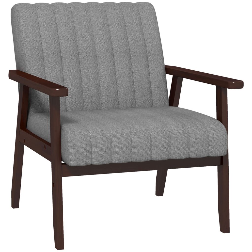 Channel Tufted Linen Accent Chair